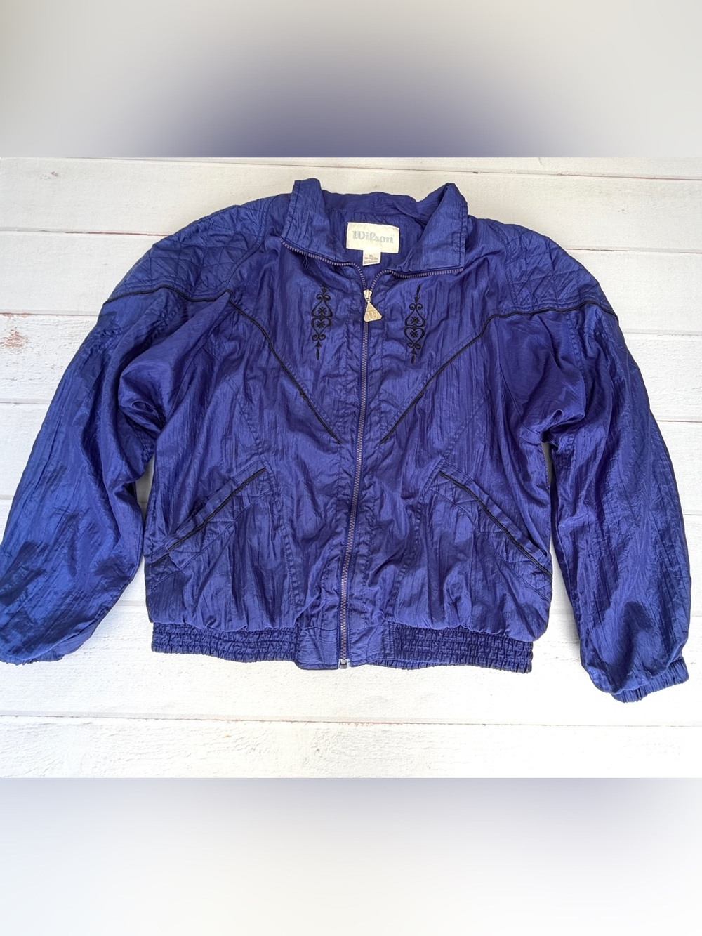 Wilson Vintage 90s Y2K Blue Nylon Windbreaker Bomber Jacket Embroidered XL - Picture 8 of 10